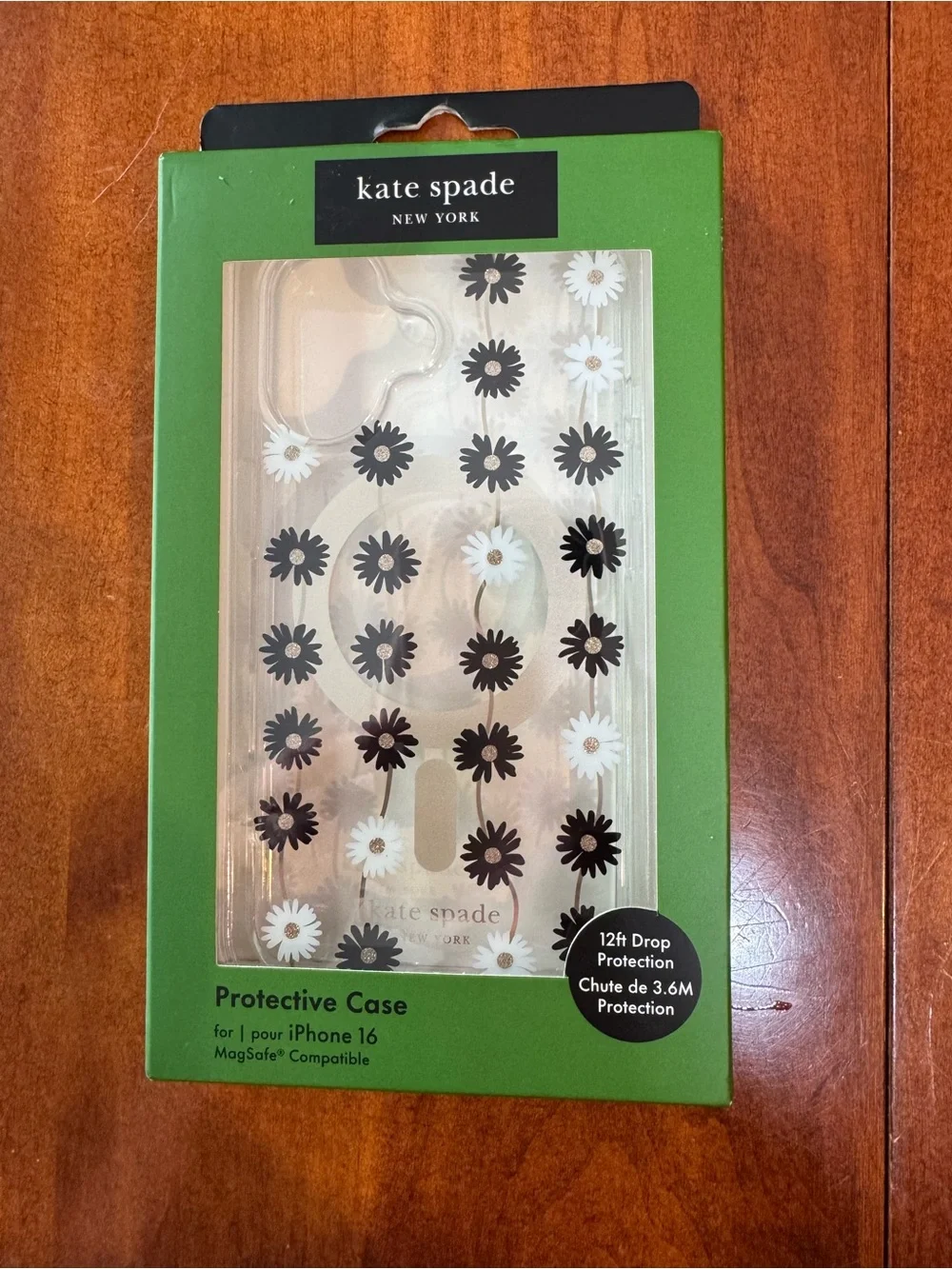 kate spade Clear Daisy MagSafe iPhone Case - Black & White for IPhone 16